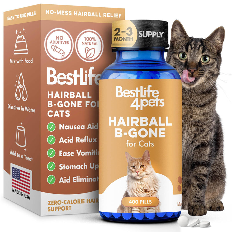 Hairball Treatment for Cats & Stomach Comfort Remedy – Supports Digestive Balance, Natural Elimination & Easy Passage of Hair – Gentle Daily Formula for Adult Cats & Seniors – 400 Tiny Pills