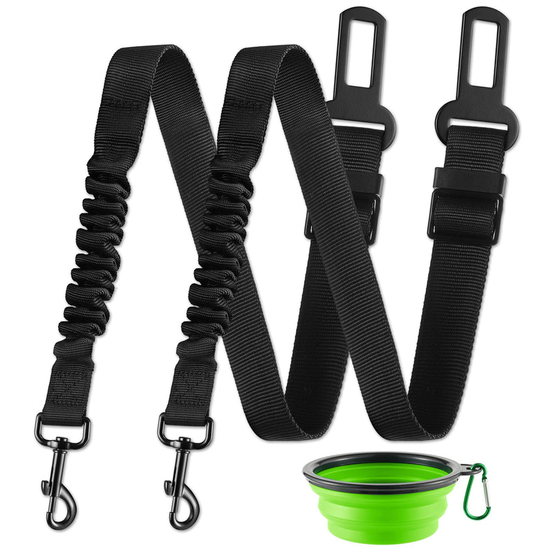 LivTee Dog Seat Belt for Car, Retractable Pet Safety Harness, Adjustable Nylon Dog Seatbelt Leash, Comfortable Dog Accessories for Vehicles (Black-2PCS)