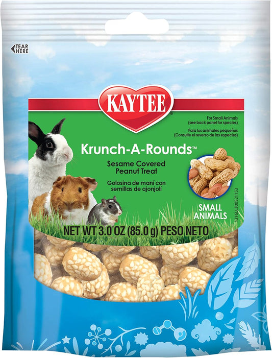Kaytee Krunch-A-Rounds Sesame Covered Peanut Treat, Rabbit Treats, 3 Oz