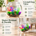 1 Gallon Plastic Betta Fish Bowl with 6 Pcs Artificial Plastic Plants and 500g Decorative Gravel, Betta Fish Tank and De