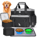 IGOLUMON Dog Travel Bag Large Pet Travel Bags Set for Supplies Weekend Travel Kit Tote Organizer Multi-Pockets Food Travel Bag with 2 Extra Large Food Containers, 2 Dog Bowls, 1 Feeding Mat
