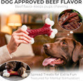 Kseroo Indestructible Dog Toys for Aggressive Chewers: Beef Flavored Hard Nylon Bone Chew Toys for Medium Large Breed Dogs (20-90 lbs), Red
