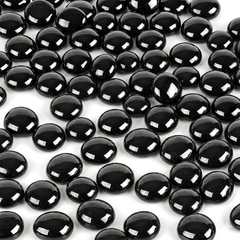 ARSUK Flat Marbles Black Vase Filler Glass Pebbles – Decorative Glass Beads for Vases, Gems, Rocks, Stones, Crafts, Tabl