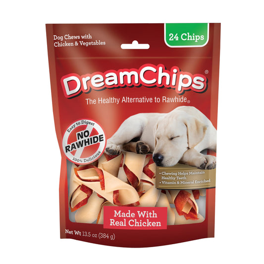 DreamBone DreamChips, Rawhide Free Dog Chews Made with Real Chicken and Vegetables, 24 Count