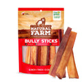 Natural Farm Odor-Free Thick Bully Sticks (6”, 5-Pack) All-Natural Long-Lasting Dog Chews, 100% Beef Pizzle, Grass-Fed, Grain-Free, Protein for Muscle Development & Energy, Perfect for Medium Chewers