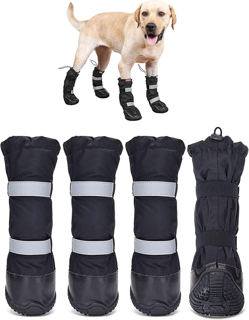 Hipaw Waterproof Dog Boots for Winter Snow Rain,Non-Slip Dog Shoes for Medium to Large Dogs,Extended Cuff Paw Protectors
