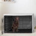 Sweet Jojo Designs 42in. Medium/Large Dog Crate Cover (White and Grey Stripe) Pet Cage, Kennel Covers (Modern, Neutral, 