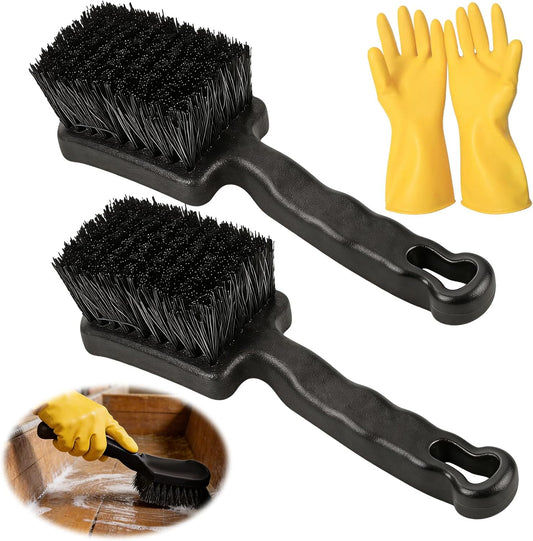 2Pcs Horse Bucket Brush Trough Scrub Water Trough Scrubber with Gloves Durable Plastic Utility Brush Heavy-Duty Non-Slip