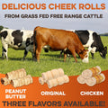 BRUTUS & BARNABY Beef Cheek Rolls, Peanut Butter, 5–7", 5 Pack