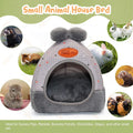 YUEPET Bunny Bed, Rabbit Hideout, Guinea Pig Cave, Grey Grid with Bow