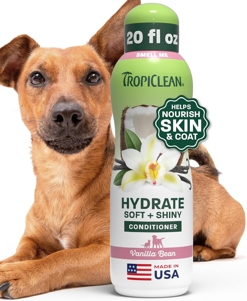 TropiClean Dog Conditioner, Easy Detangling & Moisturizing Conditioner, Puppy Safe, Made in the USA, Kiwi & Cocoa Butter Scent, 20oz.