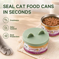 OHMO 2 Pack Cat Food Can Lids, Small Size (3 oz) Silicone Pet Food Can Lids Covers for 3 oz Cat Food Cans, Light Green