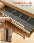 Woodure Foldable Dog Stairs, Convertible 4-Step Wooden Dog Ramp, Cat Step for High Bed Couch Car, Anti Slip Puppy Ladder
