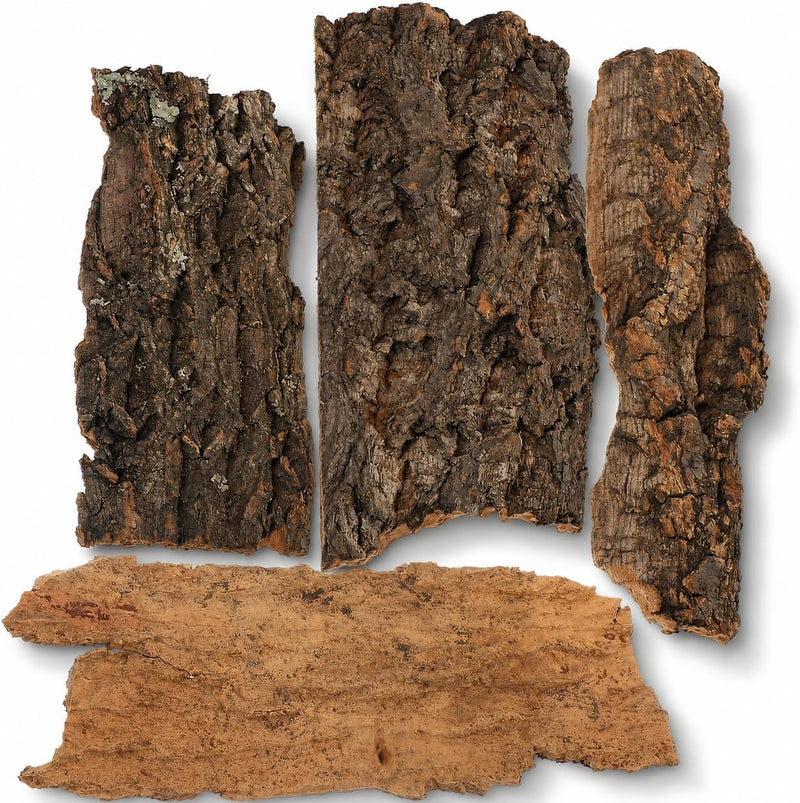 Homoyoyo 4Pcs Cork Bark for Reptiles, Natural Tree Bark Flats 3-5.5 in, Small Reptile Hide and Terrarium Decor for Leopa