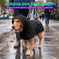 Dog Raincoat, Waterproof Dog Rain Jacket with Hood Black 2XL
