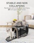 Soft-Sided Large Cat Carrier for 2 Cats, Spacious Foldable Pet Travel Carrier for Large Cats up to 25 Lbs, Double Cat Bag with Shoulder Strap, 20x13x13 Inch, Fits Maine Coon and Small Dogs, Grey