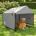 YOUGYM 4x4 FT Extra Large Dog House Outdoor with Upgraded Doors, Weatherproof Dog Shade Shelter for Outside, Sun Rain Canopy Pet House for Large Dogs, Large Dog Tent Outdoor, Grey