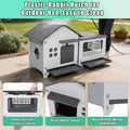 Rabbit Hutch Indoor & Outdoor with Extended Play Area, Plastic Rabbit Hutch with Sloped Roof Drainage, Panoramic Windows
