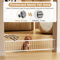 Fldofaves Dog Gate - 18"-45" Adjustable Extra Wide Metal Baby Gate to Step Over, 10" Tall Small Pet Gate with 3 Extensio