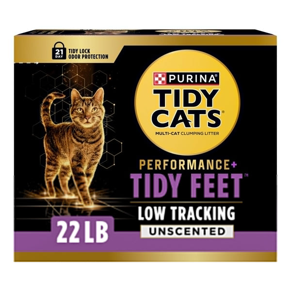 Purina Tidy Cats Performance Plus Feet Unscented Low Tracking, Clumping, Odor Control Kitty Litter - 22 lb. Box