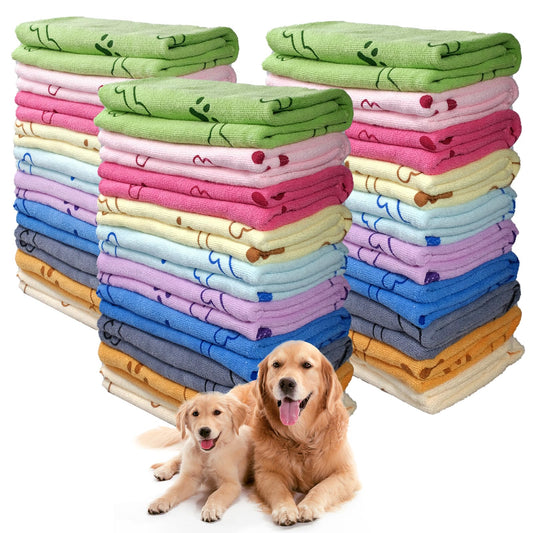 SENONAPO 30 Pcs Dog Towels for Drying Dogs Bulk 20 x 40 Inch Quick Drying Pet Bath Towels Colorful Pet Grooming Towel Absorbent Microfiber Towel for Small Medium Large Dog Puppy Cat (Multicolor)