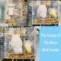 No Mess Bird Feeder for Cage - Automatic Bird Feeder Transparent Food Container Acrylic No Spill Cage Seed Catcher with 