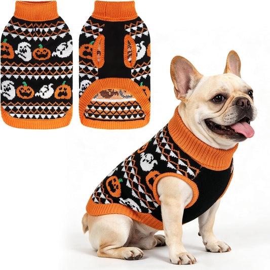 KOOLTAIL Halloween Dog Sweater, Cold Weather Pullover Classic Knitwear, Thick Warm Winter Pet Clothes, Cable Knit Dog Sw