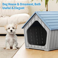 Fancyango Small Dog House Outdoor Indoor, Durable Plastic Waterproof Doghouse with Air Vents and Elevated Floor, Easy Clean and Assemble (Blue, 23.5" L×22.5" W×