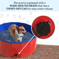 Foldable Dog Pool - 30.5x12in Pet Pool - Durable PVC Outdoor Pool with Drain for Grooming, Bathing, or Play - Kiddie Pool for Dogs by PETMAKER (Red)