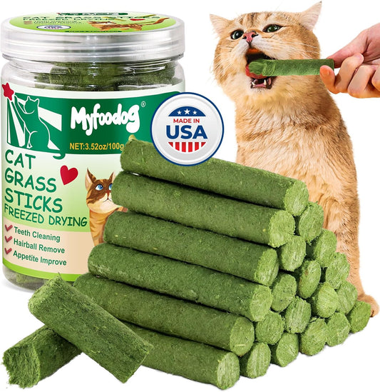 Freezed Drying Cat Grass Stick, Cat Grass Teething Sticks Snacks for Cats, Edible Dry Cats Treats for Teeth Cleaning and