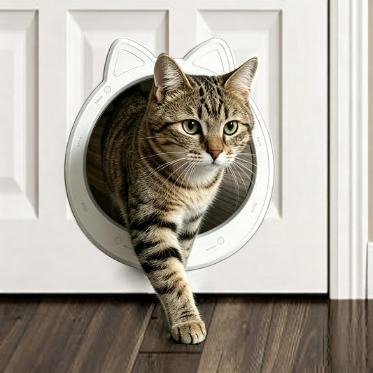 CAREMYWORLD Cat Door Interior Door - Snow White Clean Invisible, Large No-Flap Pet Door for Cats Up to 22 LBS, Easy DIY Setup, No Training