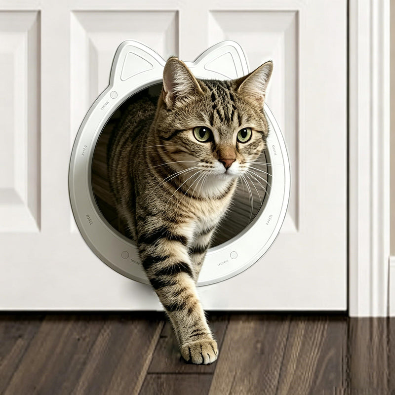 CAREMYWORLD Cat Door Interior Door - Snow White Clean Invisible, Large No-Flap Pet Door for Cats Up to 22 LBS, Easy DIY Setup, No Training