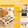 Large Cat Nail File Box, Sturdy Wood Cat Scratch Puzzle Enrichment Box