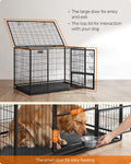 Feandrea 48 Inch Heavy Duty Dog Crate, Metal Escape Proof Dog Kennel with Double Doors and Convenient Feeding Door, Removable Tray, Easy to Clean, XXL Dog Crate for Large and Medium Dogs, Black