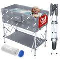 Bark Spa Dog Bath Tub - Free Brush & Towel – Foldable & Portable Dog Washing Station – Lightweight Elevated Design for Indoor & Outdoor Grooming