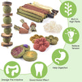 ERKOON 42PCS Rabbit Chew Toys, Natural Timothy Grass Cakes Guinea Pig Toys, Small Animal Teeth Grinding Treats for Bunny