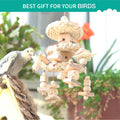 Vildroohowl Natural Bird Toys for Quaker Parrot, Lovebird, Parakeet, Cockatiel & Conure – for Chewing, Shredding & Foraging, Corn Husk, Wood & Vine with Leather Cord for Small & Medium Birds