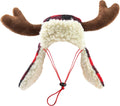 Huxley & Kent SnugFit Pet Hat for Dogs & Cats, Antler Buffalo Check