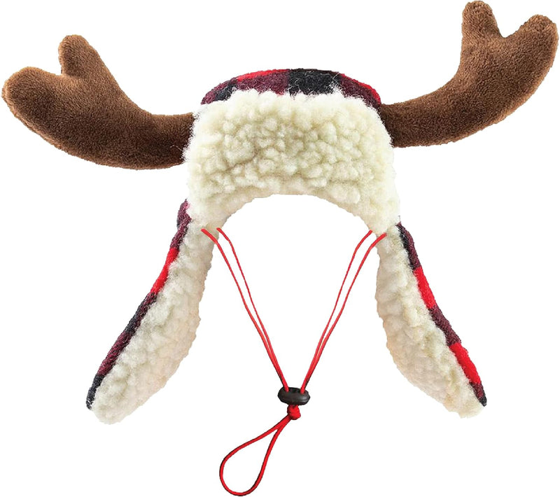 Huxley & Kent SnugFit Pet Hat for Dogs & Cats, Antler Buffalo Check