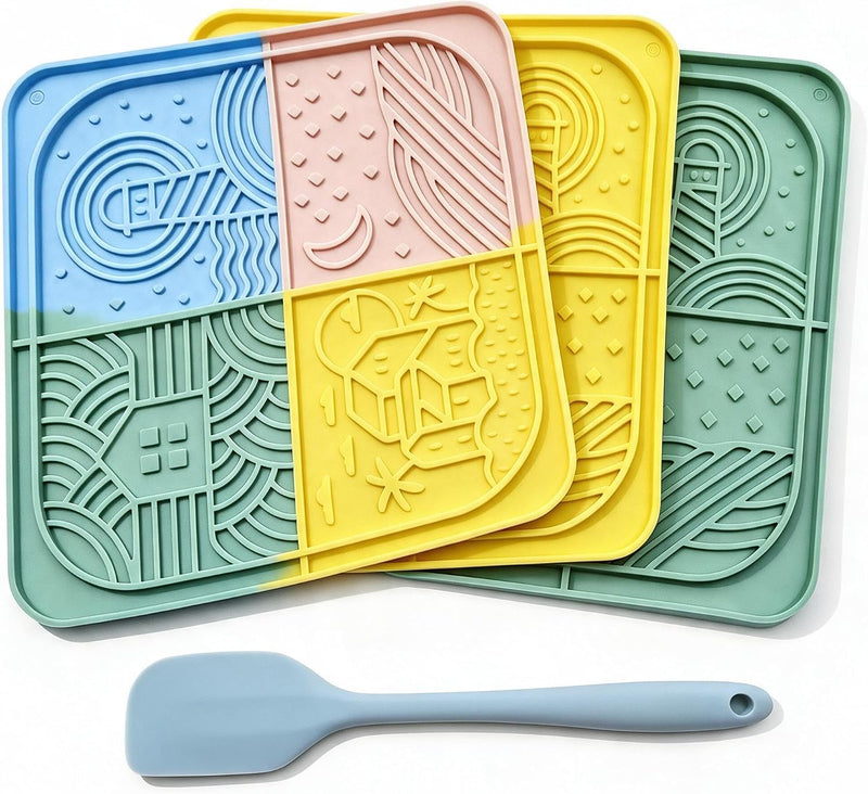 3 Pack Dog Lick Mat, Silicone Slow Feeder with Strong Suction Cups