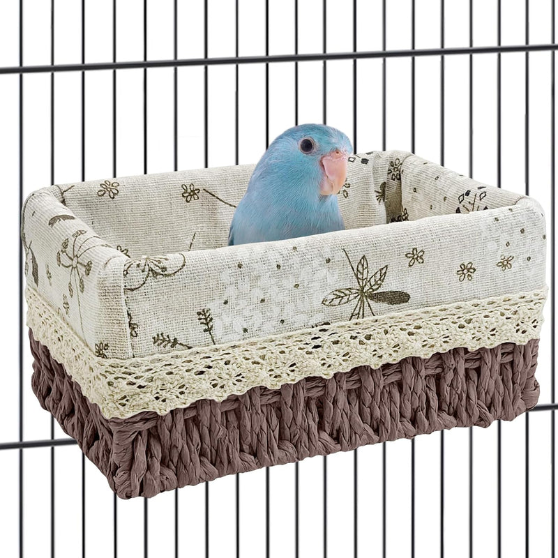 kathson Bird Nest Parrot House Birds Sleeping Bed Straw Weave All Season Hanging Hammock Bird Bed Snuggle Hut Birdcage A