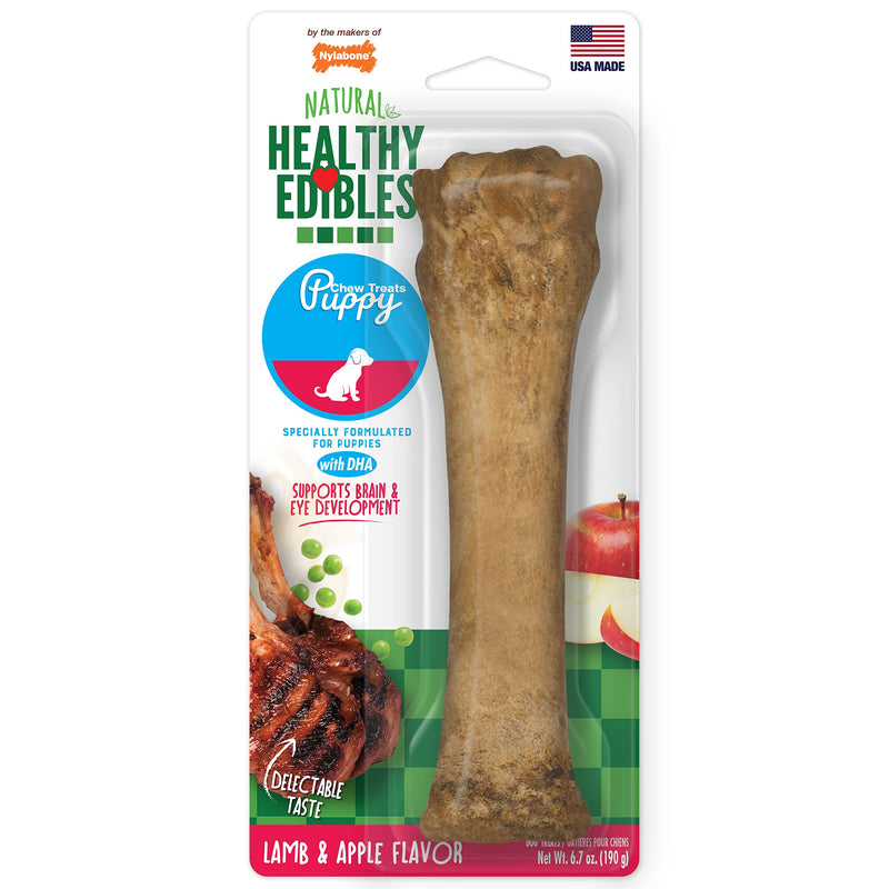 Nylabone Healthy Edibles Natural Puppy Chews Long Lasting Lamb & Apple Flavor Treats for Puppies, X-Large/Souper (1 Count)