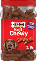 Milk-Bone Soft & Chewy Dog Treats, Made with Real Beef & Filet Mignon, 25 Ounce Canister