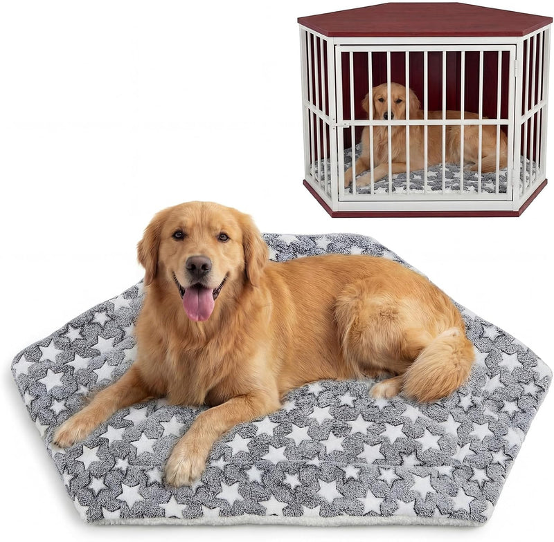 Fanfanwin 42.5 x 23.8 Inch Corner Crate Dog Mat, Double-Sided Flannel Washable Dog Kennel Pad, Thin Reversible Deluxe Cr