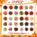 Sanwuta 30 Pcs Fall Pet Collar Flowers Bow Slide Attachments, Pumpkin