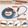 Tails & Tales Hands Free Dog Leash for Walking Running Training, Adjustable Lead Up to 9.8ft, Dogs Up to 125lbs, Crossbody, Dual Handle, Multifunctional, Double Attachment for 2 Dogs (Tapestry Blue)