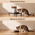 OPNICE Adjustable Cat Food Stand, Elevated Cat Feeder Stand with 4 Height Settings, Automatic Cat Feeder & Tradition Bow