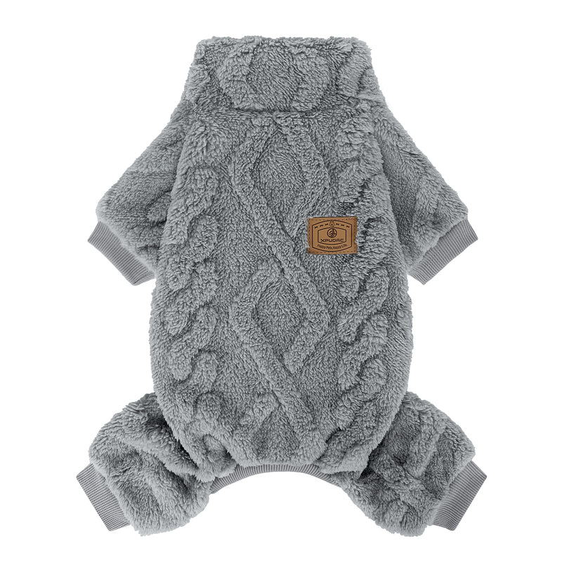 XPUDAC Dog Sweater Fleece Dog Pajamas Pjs for Small Medium Dogs Girl Boy Cute Turtleneck Doggy Winter Clothes Puppy Onesies Outfits, Grey M