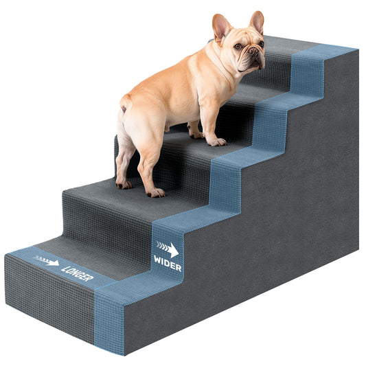 Dog Steps for High Bed, 23" H Dog Stairs for Small Dogs, 5-Tier Pet Stairs with Washable Cover, Non-Slip Pet Steps for Dogs to Get On Bed