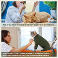 PUMYPOREITY Sticky Hair Cat Clothes, Prevent Hair Loss Cat Pajamas, Soft Cat Sweaters for Cats Only, Cat Hair Sticky Onesie, Cat Recovery Suit After Surgery, Green, L